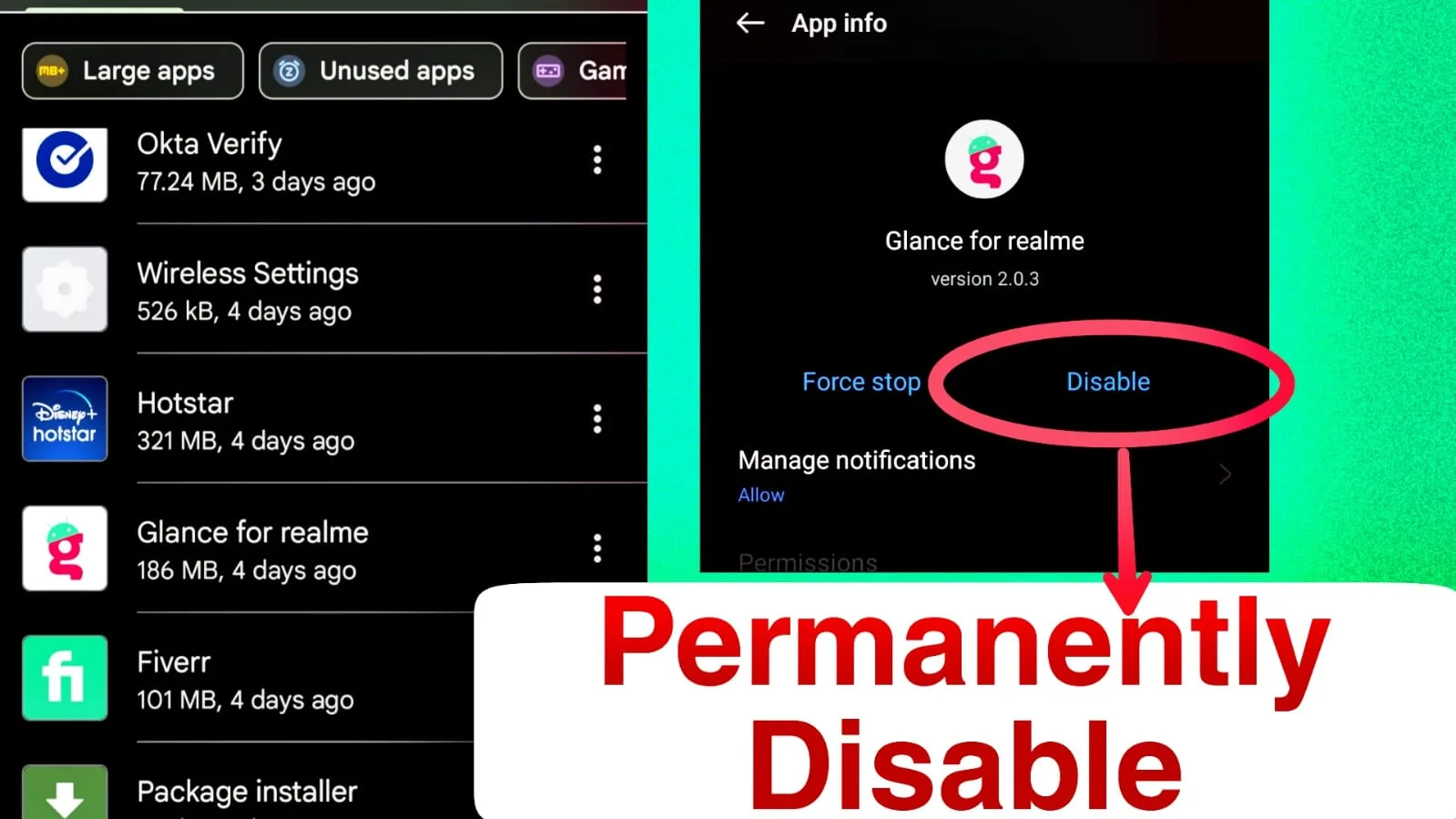 Disable Glance for Realme